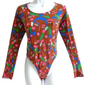 Nordstrom by Cristina Martinez Bodysuit Long Sleeve Scoop Neck Blossom Expressio